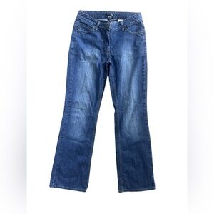 H&M medium wash mid-rise boot cut  jeans. 6